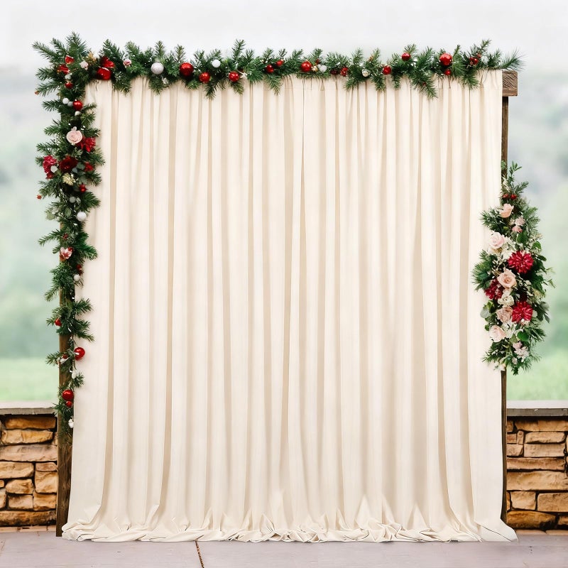 LuoluoHouse 10ftx8ft Backdrop Curtains Polyester Backdrop Curtain Ivory Backdrop Drapes for Cloth Ceremony Wedding Backdrop Fabric 2 Packs 5ftx8ft Outdoor Decoration - Image 1
